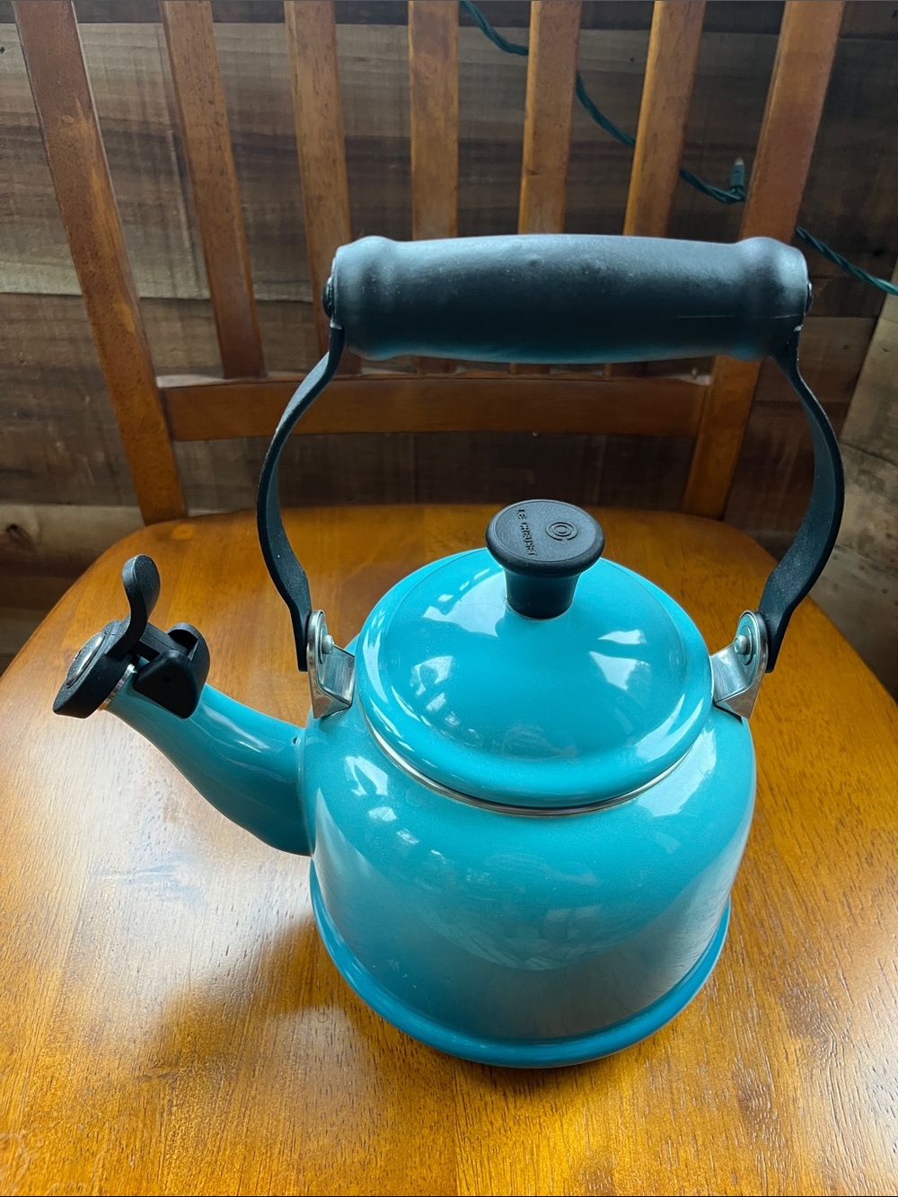 Le Creuset Turquoise Blue Whistling Tea Kettle